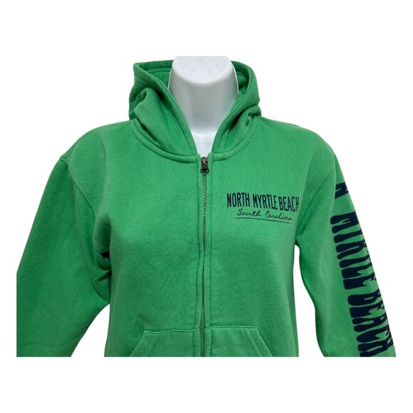 Pacific Co North Myrtle Beach Green Zip-Up Hoodie Kids Medium Kelly Green Preppy - Picture 7 of 14